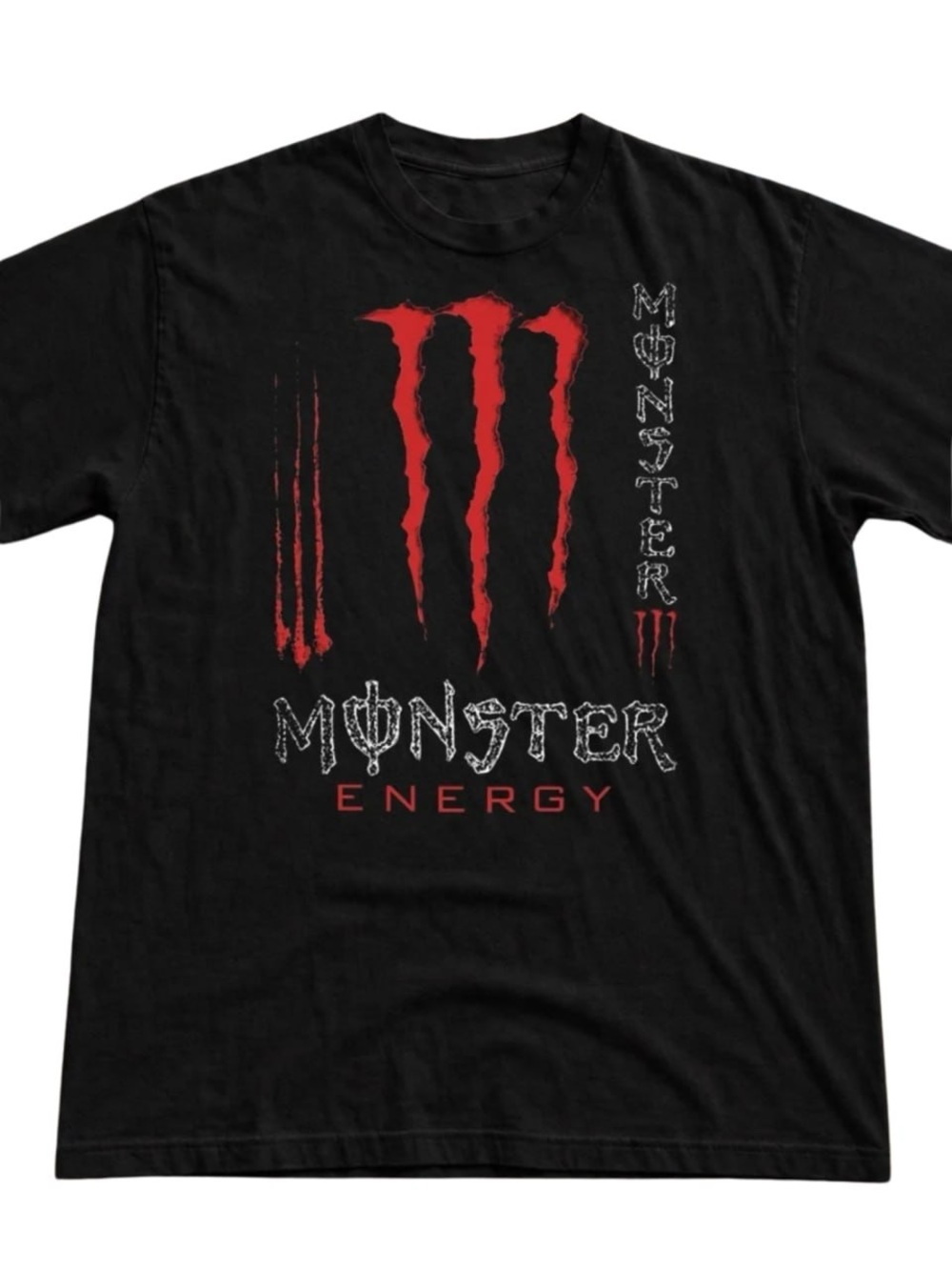 Black Short-Sleeve Tee with Red Monster Energy Logo
